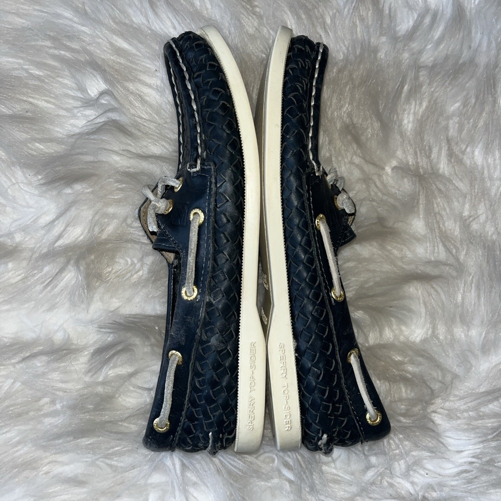 Sperry Top-Sider Blue White Leather Comfort Boat Shoes Women's Size 6.5M - Picture 10 of 14